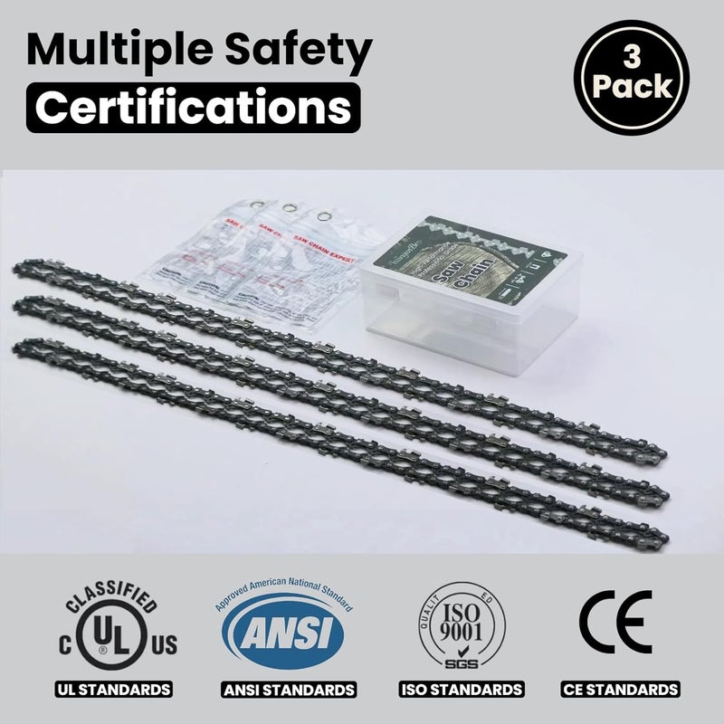 Wangenbro New 18 Inch Chainsaw Chain 3/8"LP Pitch .050" Gauge 62 Drive Links, 18 Inch Replacement Chain for EGO, Dewalt, Greenworks, Kobalt, Ryobi, Husqvarna, Echo, Poulan, Black+Decker, Atlas and More - S62 - Image 5